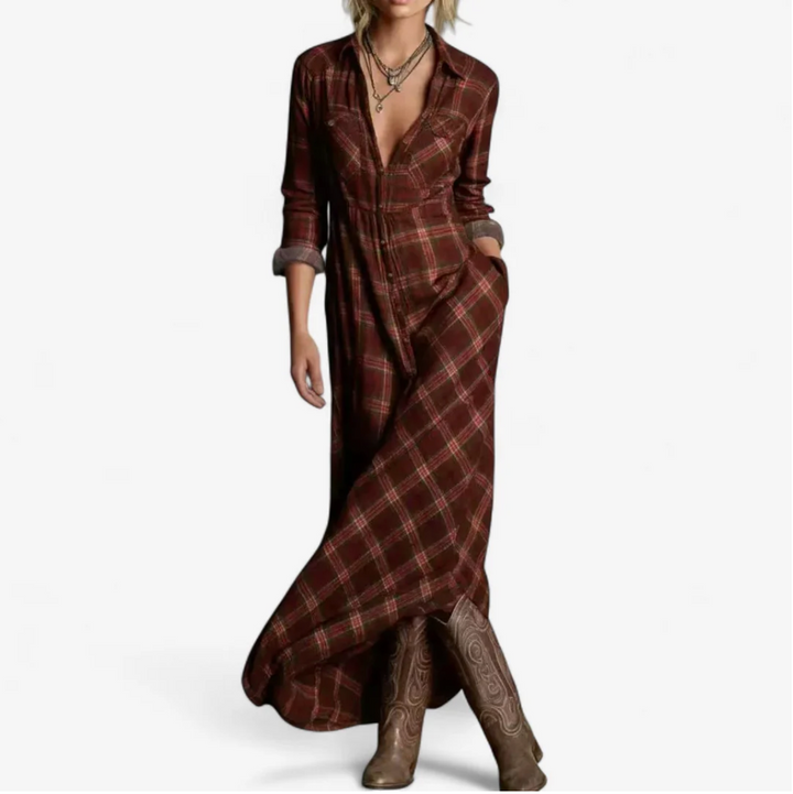 Soraya | Robe maxi à carreaux