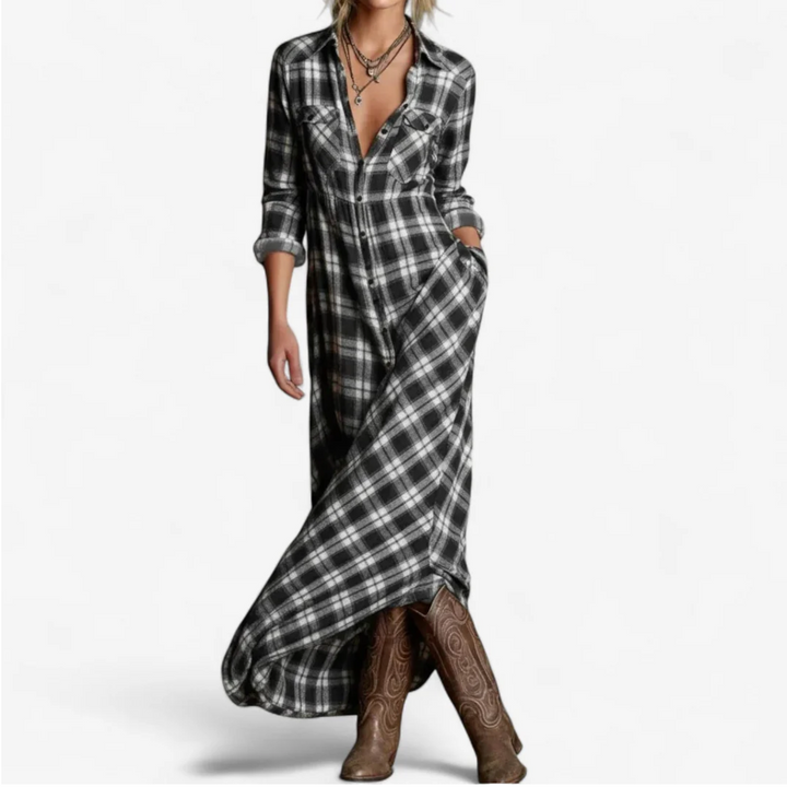 Soraya | Robe maxi à carreaux
