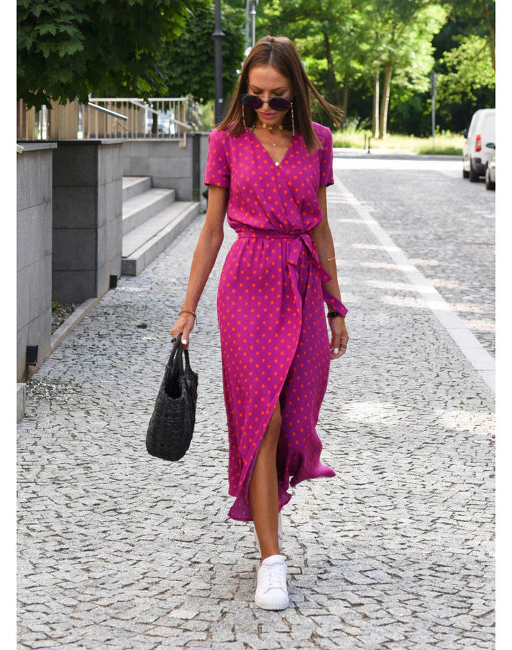 Women's Wrap Dress | with Belt and Short Sleeves