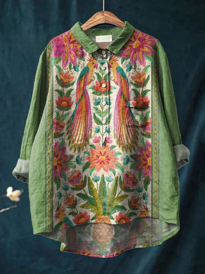 Zora | Chemise brodée florale vibrante