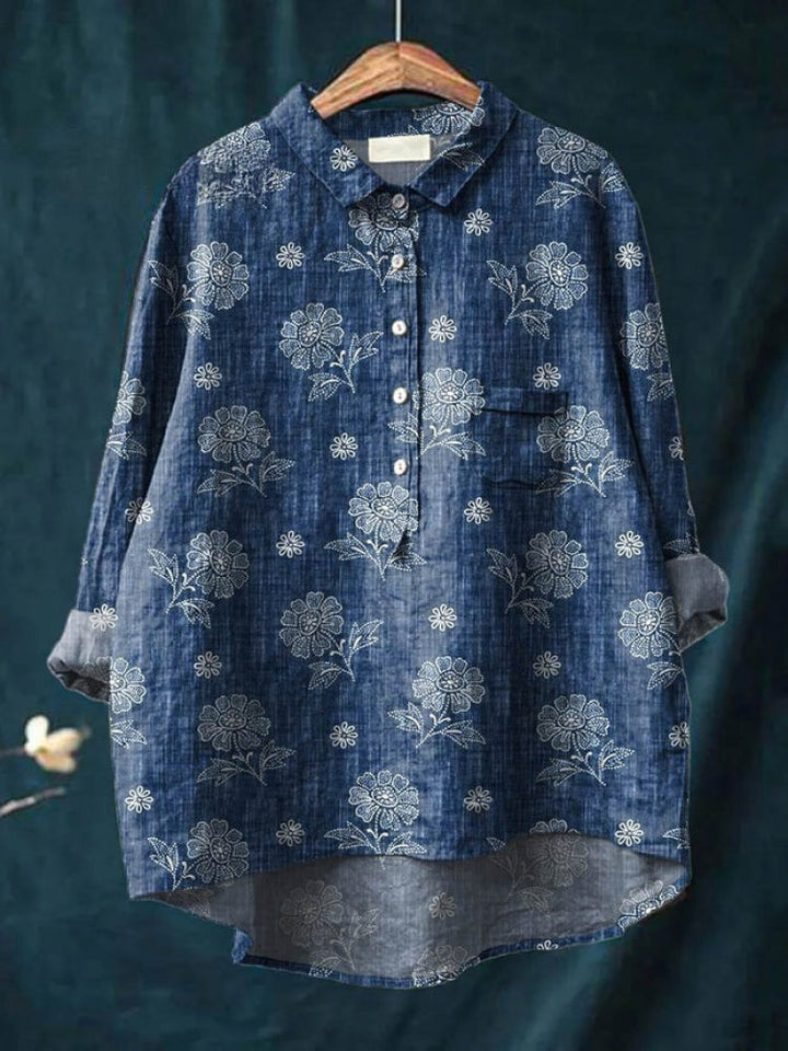 Zora | Chemise brodée florale vibrante
