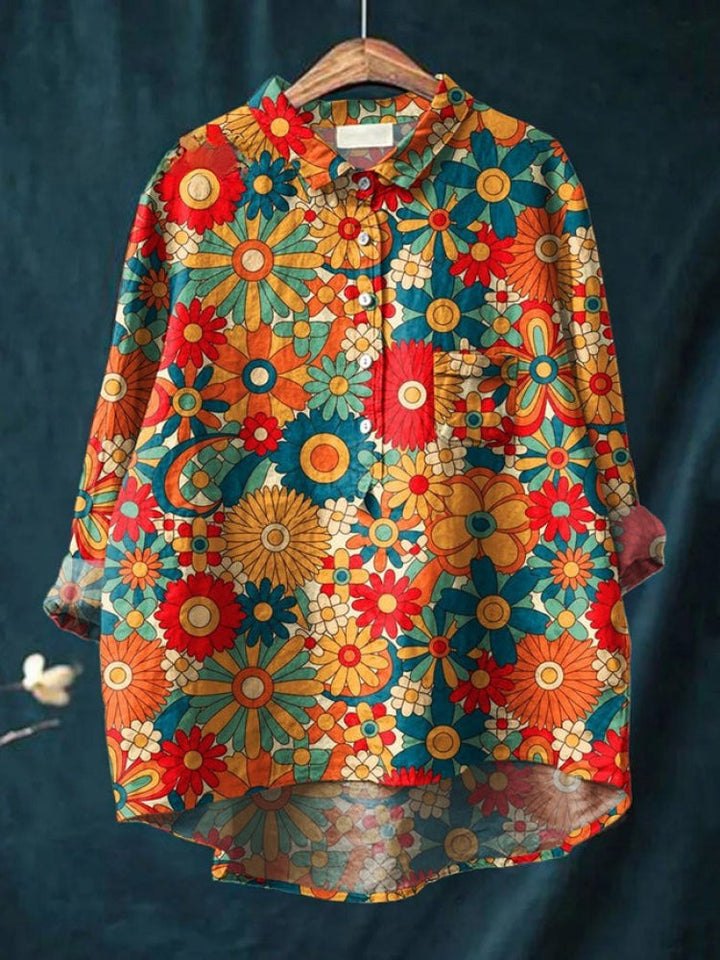 Zora | Chemise brodée florale vibrante