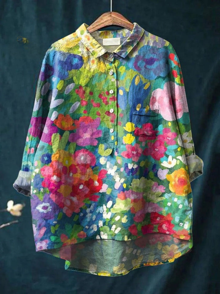 Zora | Chemise brodée florale vibrante