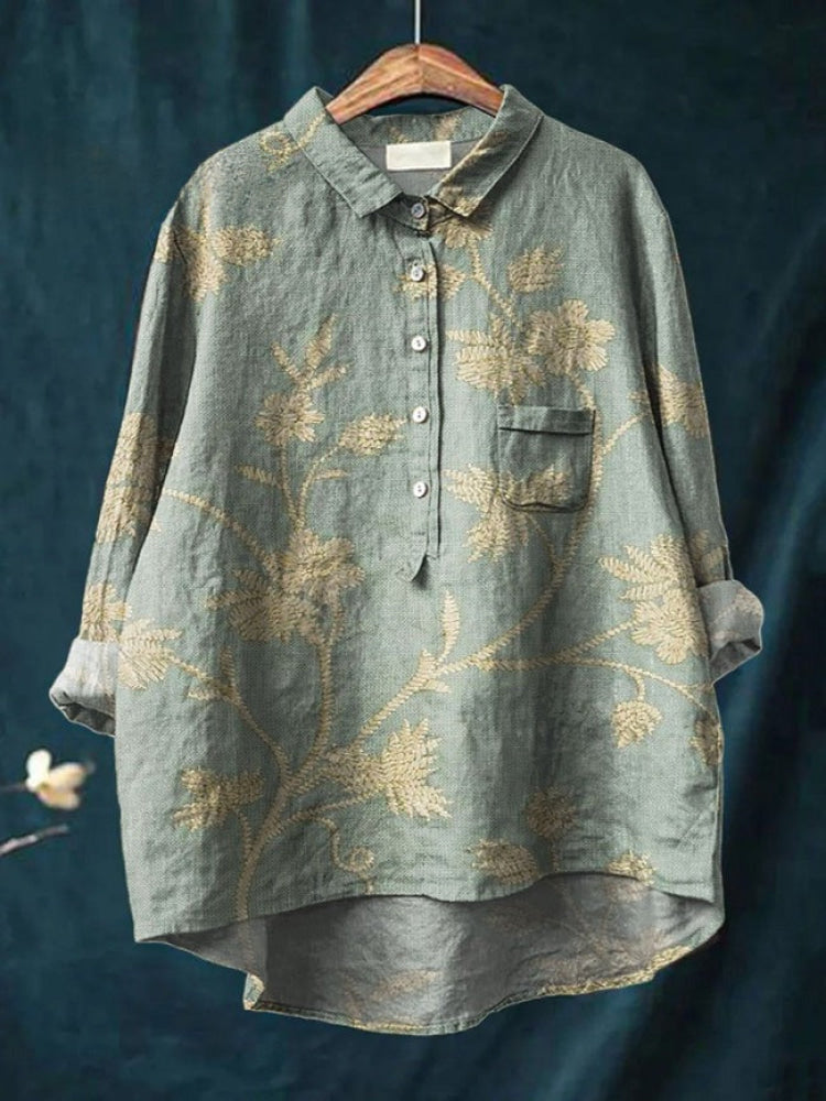 Zora | Chemise brodée florale vibrante