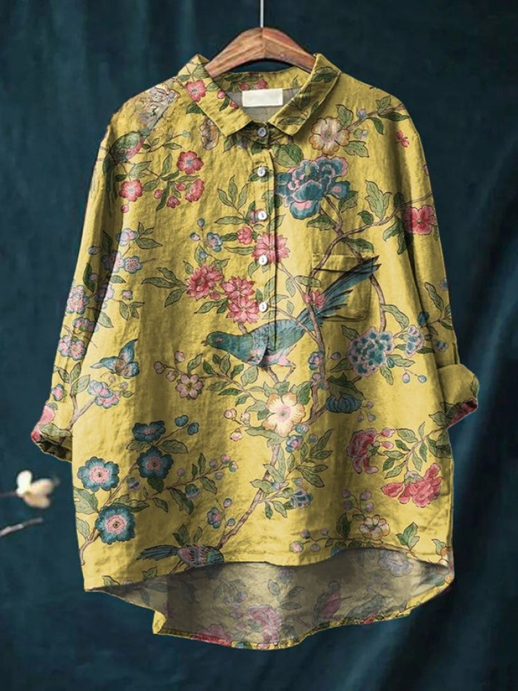 Zora | Chemise brodée florale vibrante