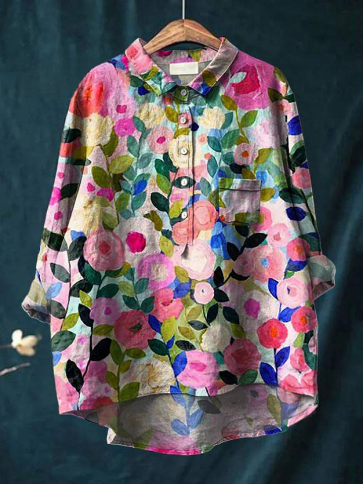 Zora | Chemise brodée florale vibrante