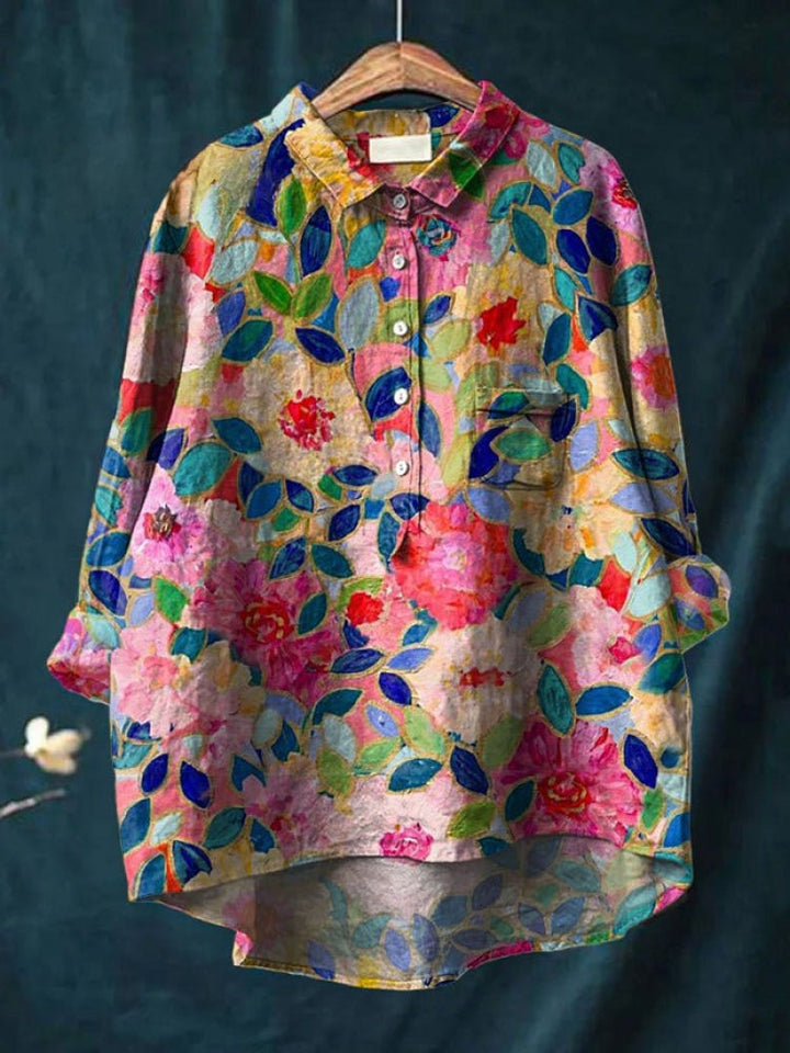 Zora | Chemise brodée florale vibrante