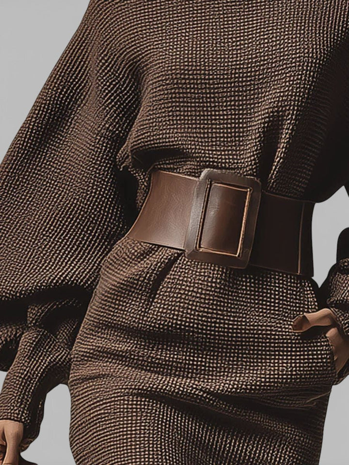 CLÉA | Robe tricotée courte avec ceinture structurée