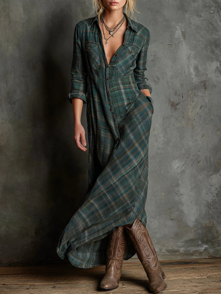 Soraya | Robe maxi à carreaux