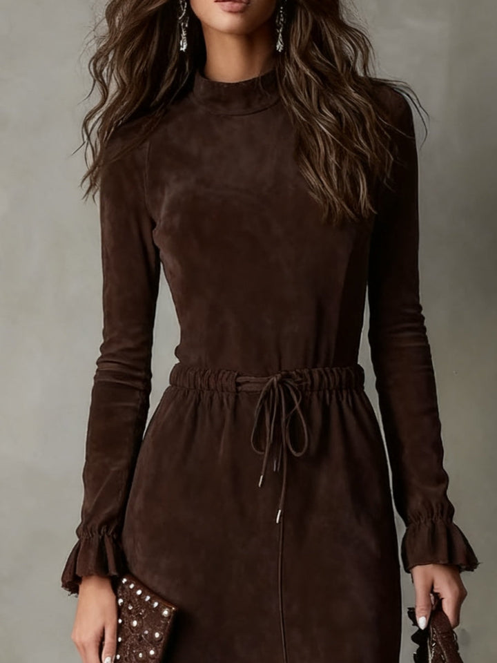 Samantha | Elegant Suede Drawstring Midi Dress