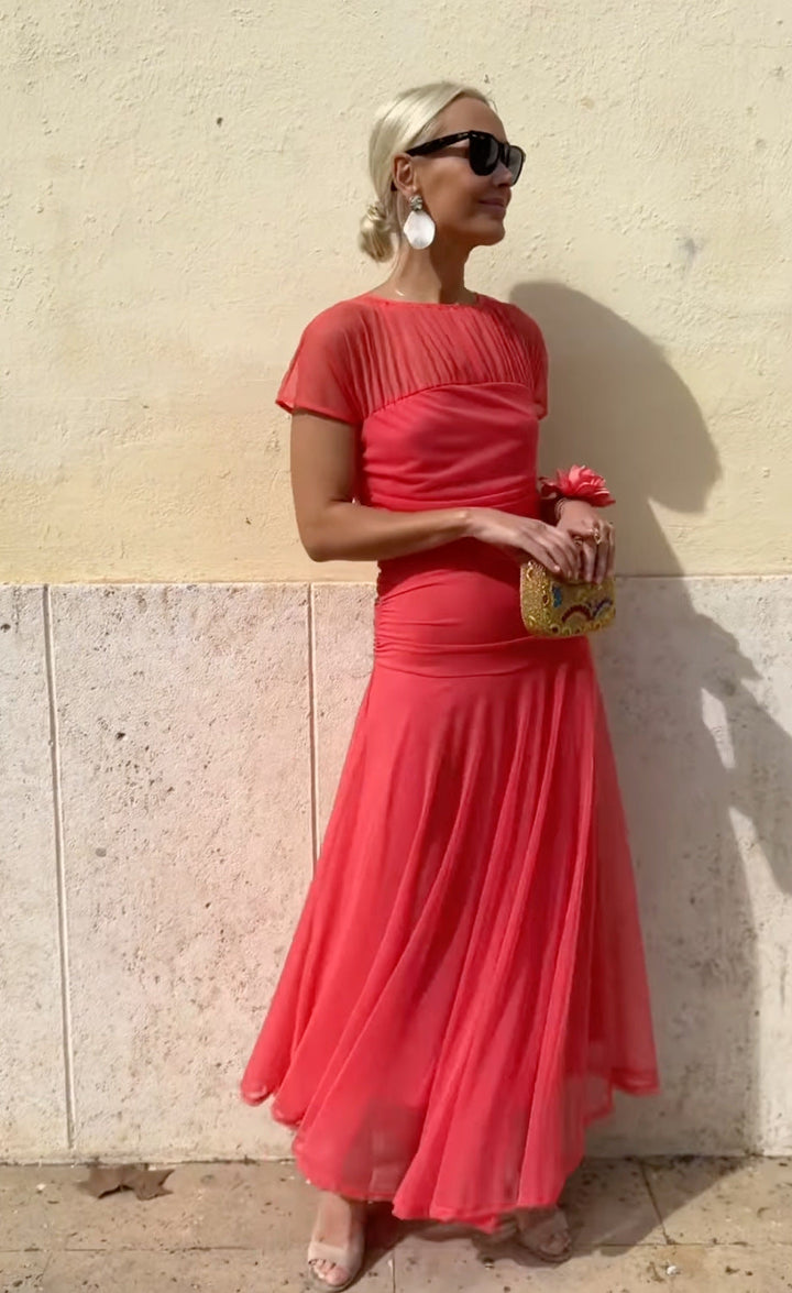 Lauren | Robe en chiffon à encolure ronde pour femmes