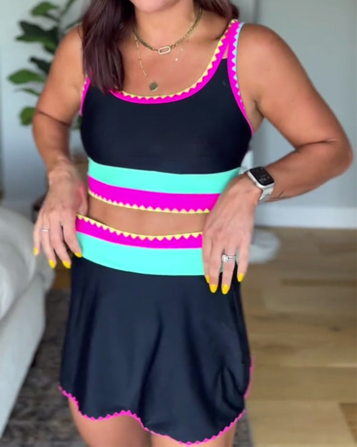 Myra™ | Maillot de bain trois pièces élégant à blocs de couleur
