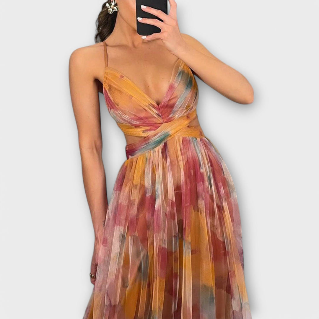 Vestido largo Annai de malla - Elegante y que realza la figura