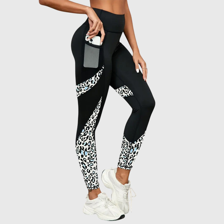 Pantalon d'entraînement taille haute imprimé léopard