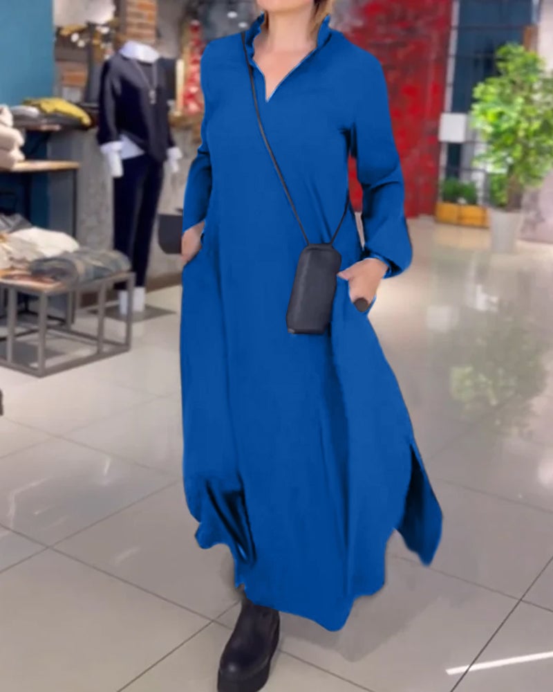 Uzila | Long, Loose Dress with Slit