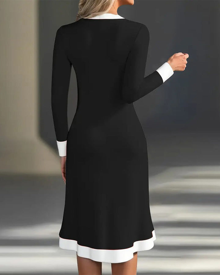 Vestido Midi Feminino com Mangas Longas e Botões