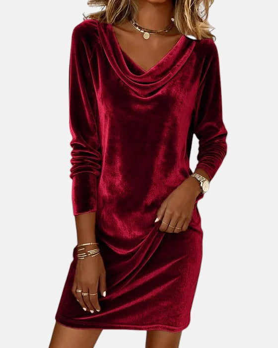 Celeste | Vestito ampio in velluto