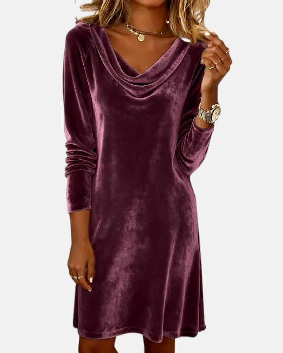 Celeste | Vestito ampio in velluto