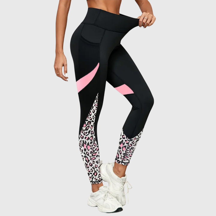 Pantalon d'entraînement taille haute imprimé léopard