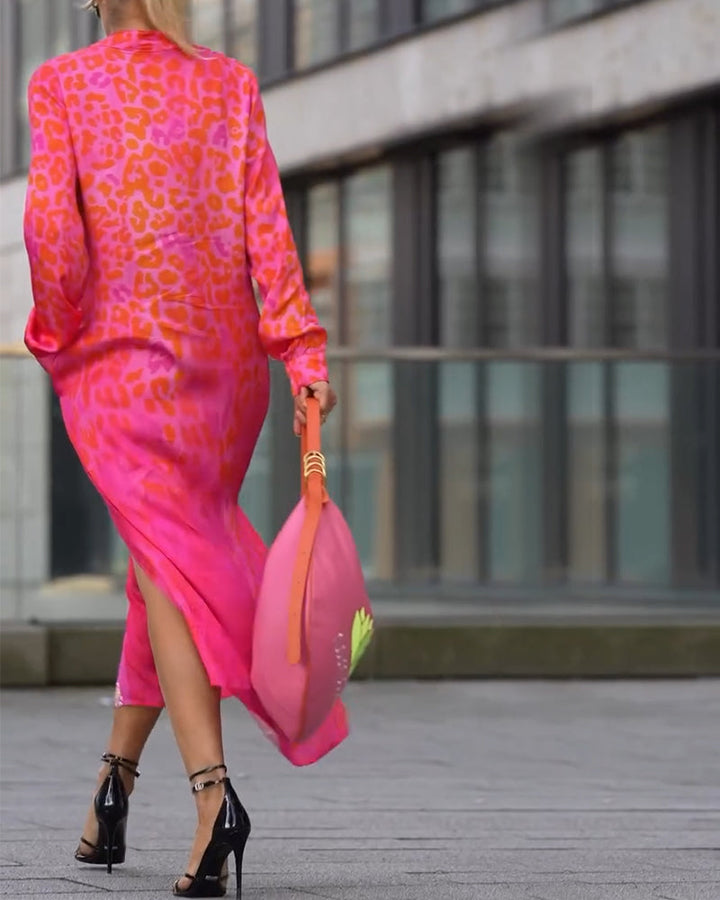 Keyla | Fashionable Dress with Leopard Print and Slit