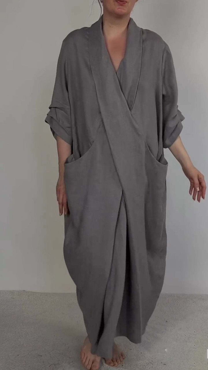 Aiya | elegantní minimalistické šaty s kapsou a výstřihem do V