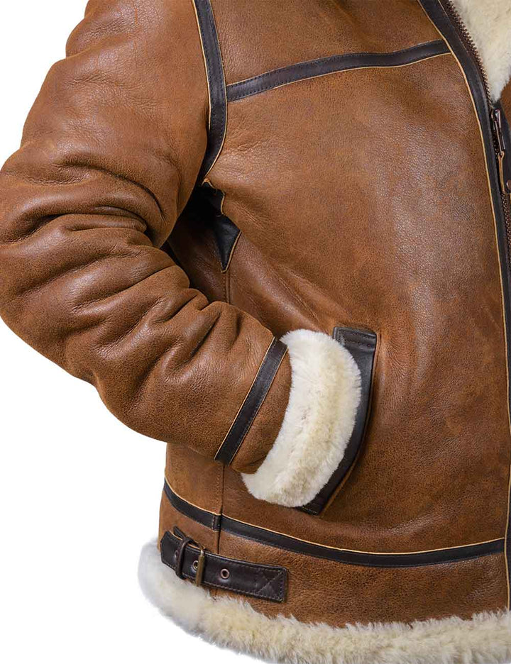 Aron - Blouson aviateur avec capuche en fourrure