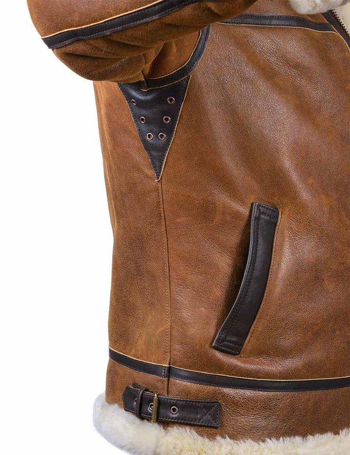 Aron - Blouson aviateur avec capuche en fourrure