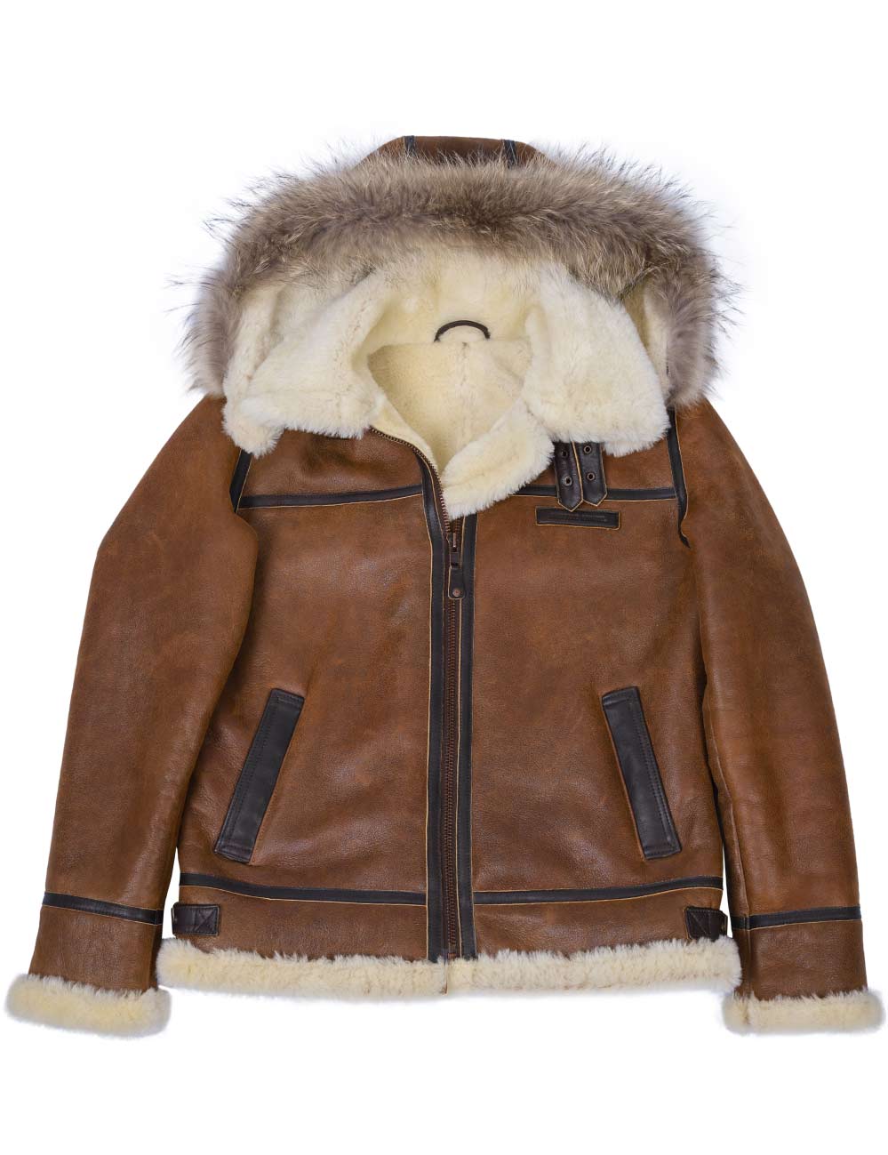 Aron - Blouson aviateur avec capuche en fourrure