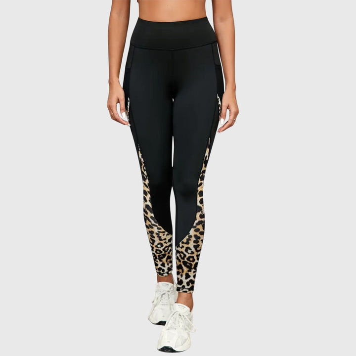 Pantalon d'entraînement taille haute imprimé léopard