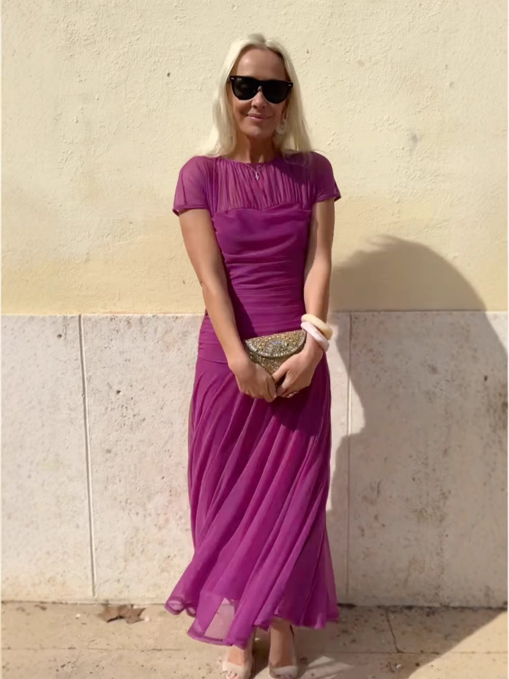 Lauren | Robe en chiffon à encolure ronde pour femmes