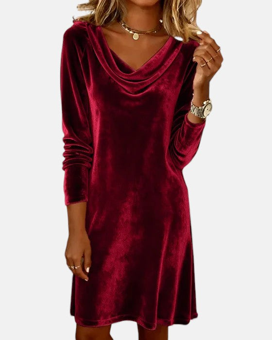 Celeste | Vestito ampio in velluto