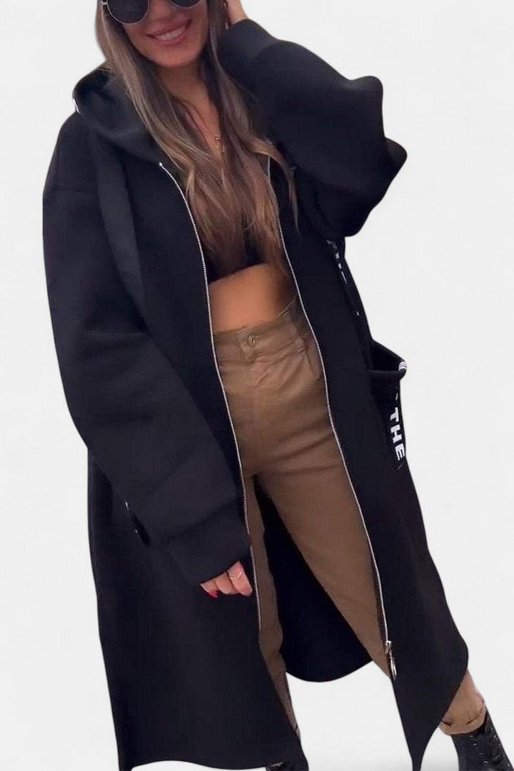 Manteau long élégant avec capuche