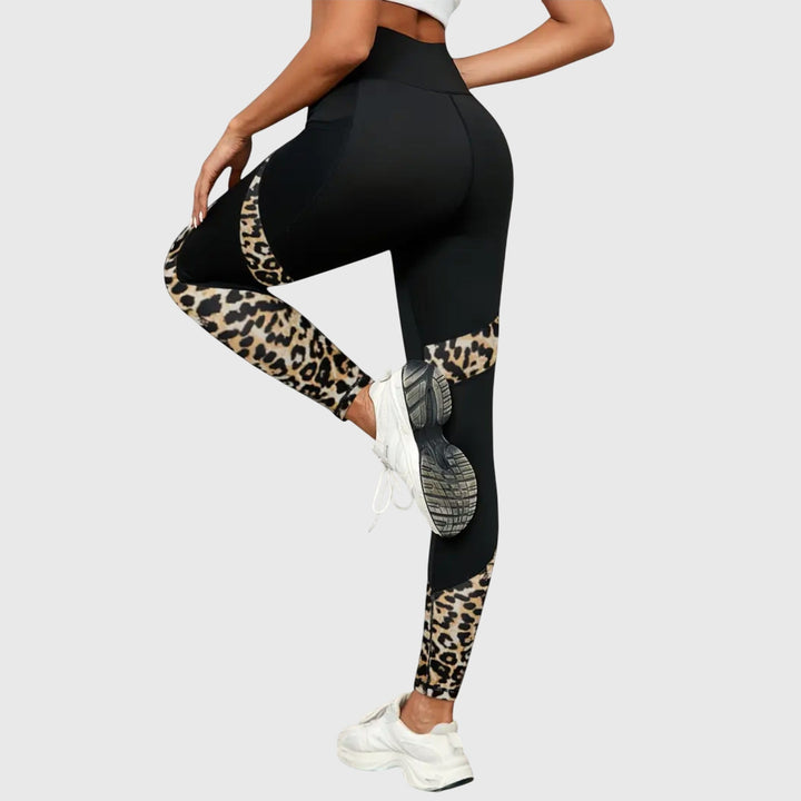 Pantalon d'entraînement taille haute imprimé léopard