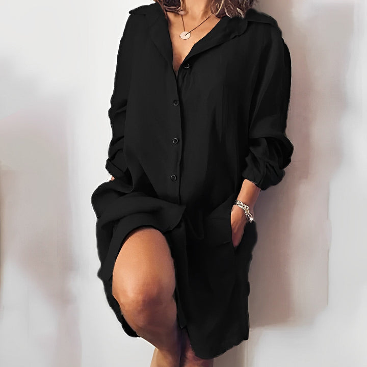 Vestido camisa feminino casual com botões
