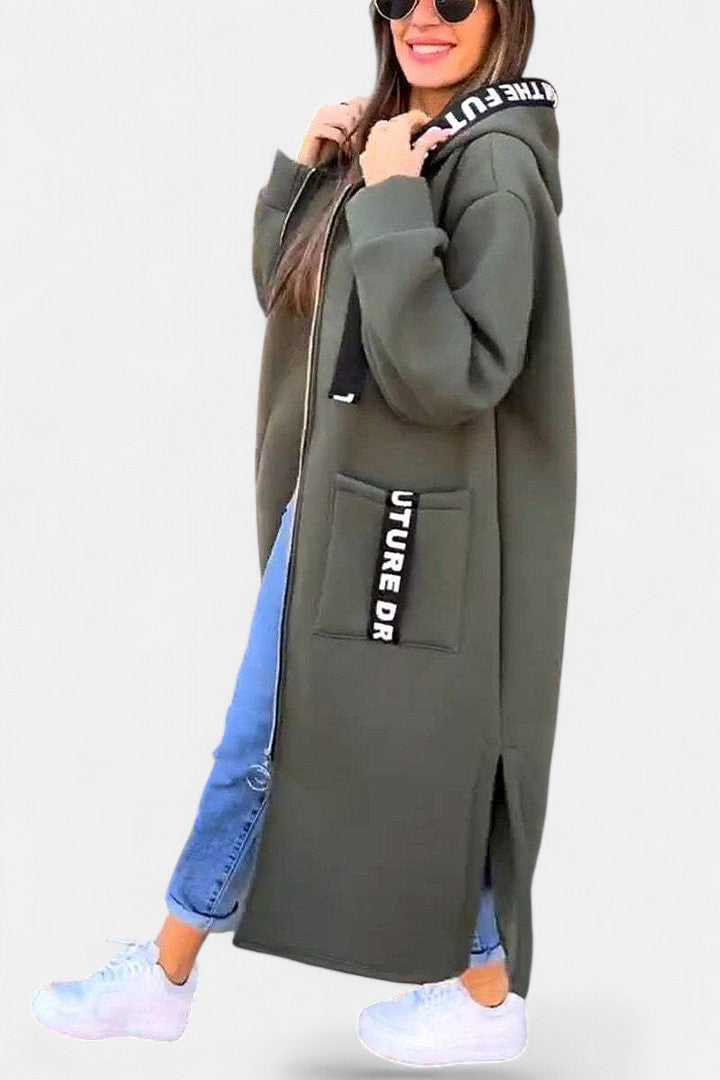 Manteau long élégant avec capuche