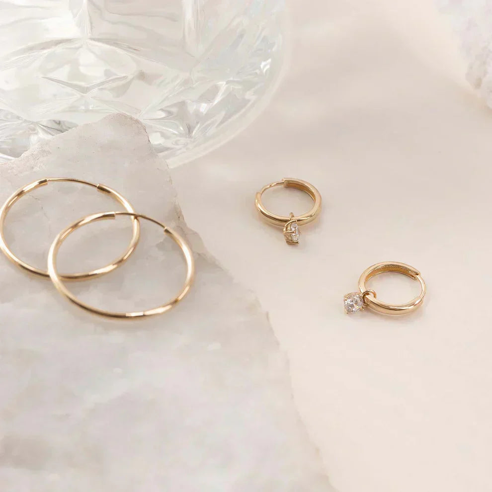 Amarissea | Boucles d'oreilles créoles Pierre Moonbeam Or 14 carats