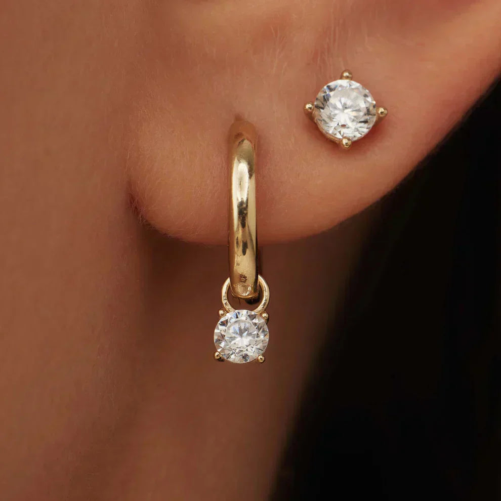 Amarissea | Boucles d'oreilles créoles Pierre Moonbeam Or 14 carats