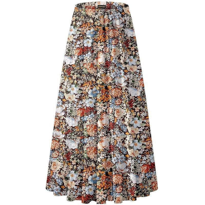 Jupe à taille élastique à imprimé floral automne et hiver