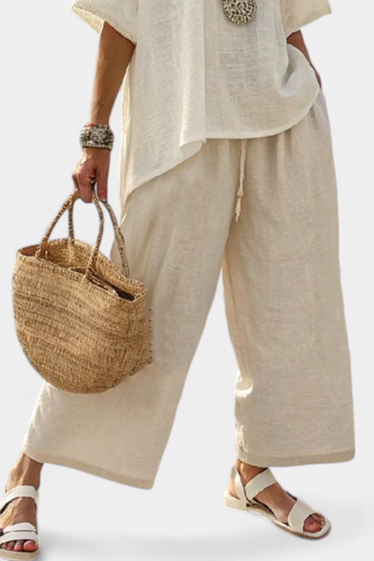 Drevon | Blusa Minimalista Confortável Raw & Calça Pantalona