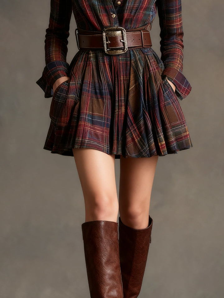 Magdalena | Elegant Short Checked Dress
