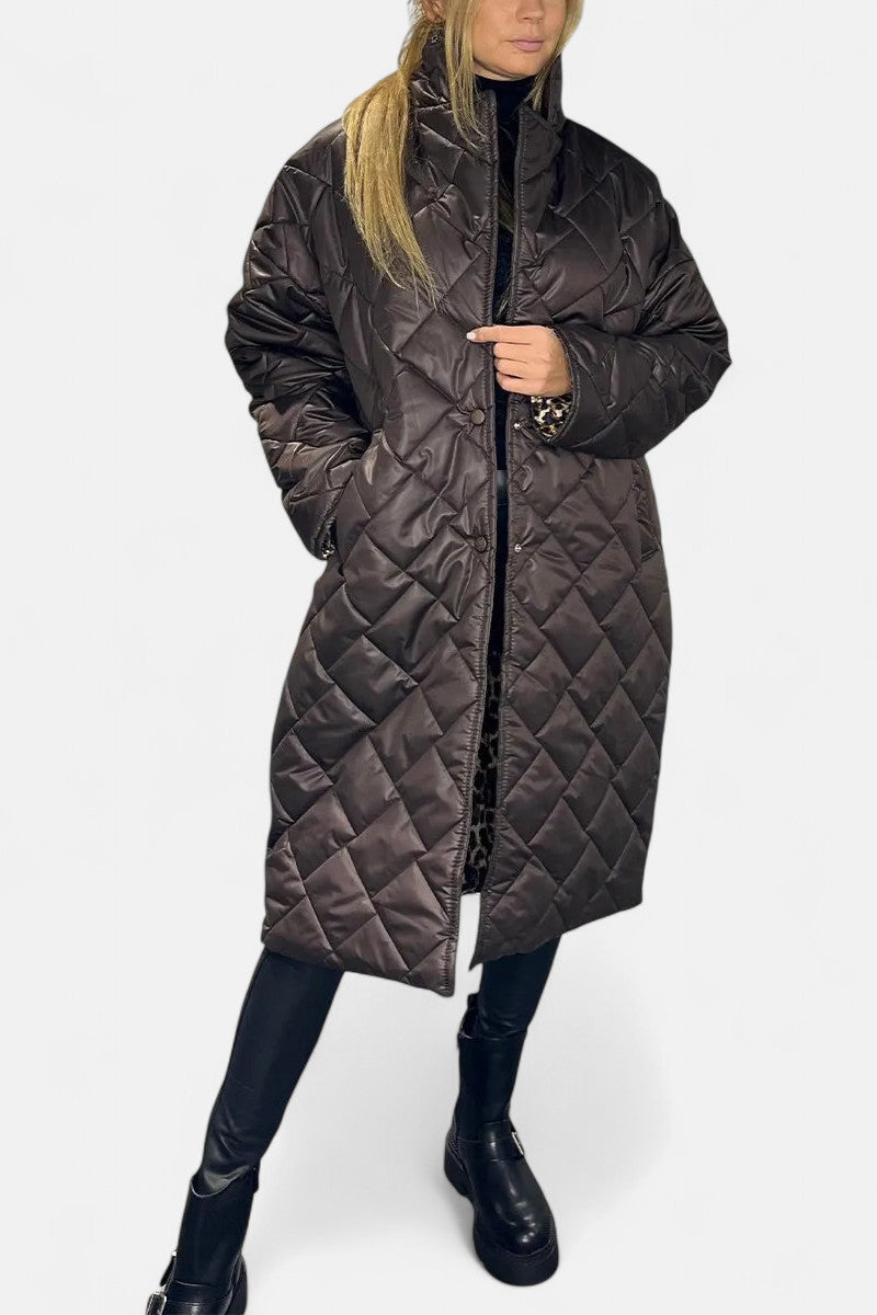 Ofira – Manteau matelassé avec doublure léopard