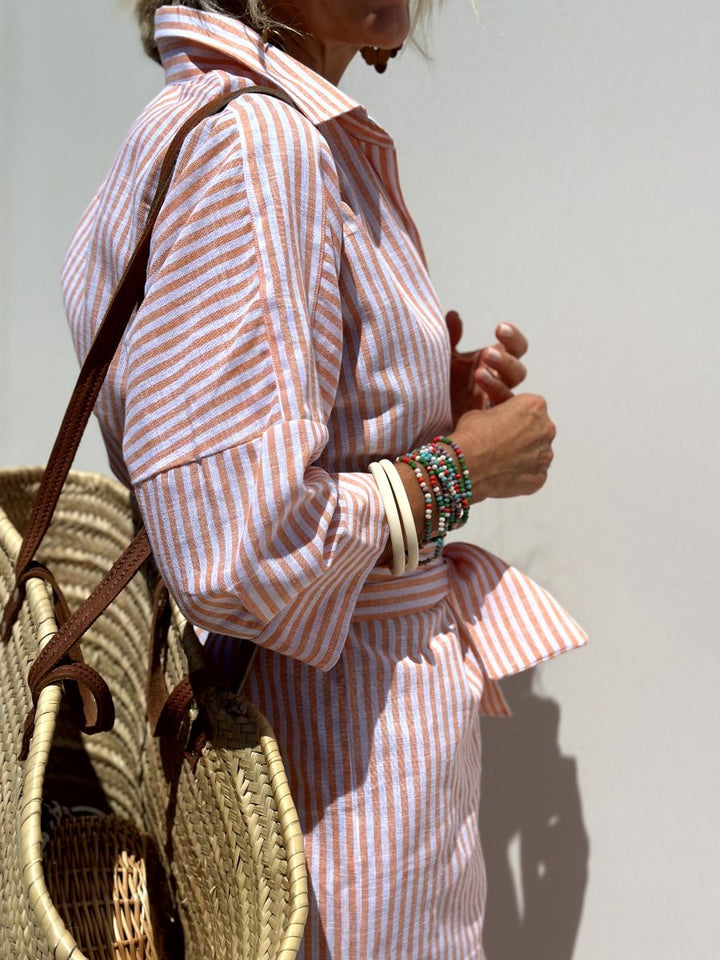 Zia | Vestido camisero atemporal a rayas con elegancia