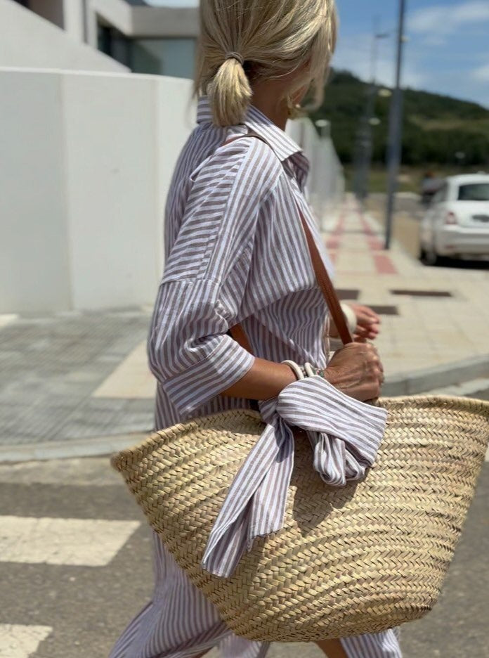Zia | Vestido camisero atemporal a rayas con elegancia