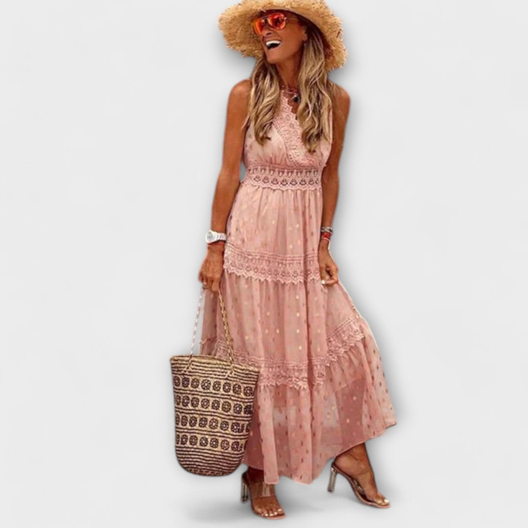 Lola - Sukienka maxi boho z koronką