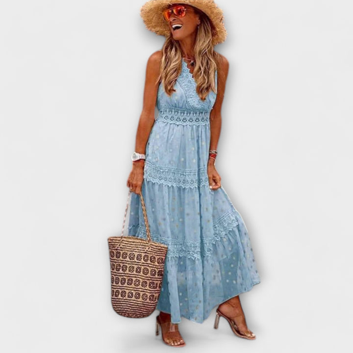 Lola - Sukienka maxi boho z koronką