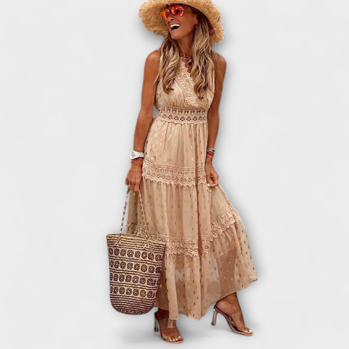 Lola - Sukienka maxi boho z koronką