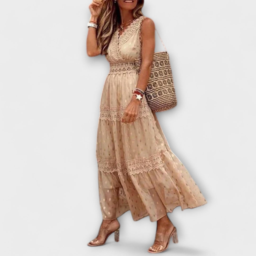 Lola - Sukienka maxi boho z koronką