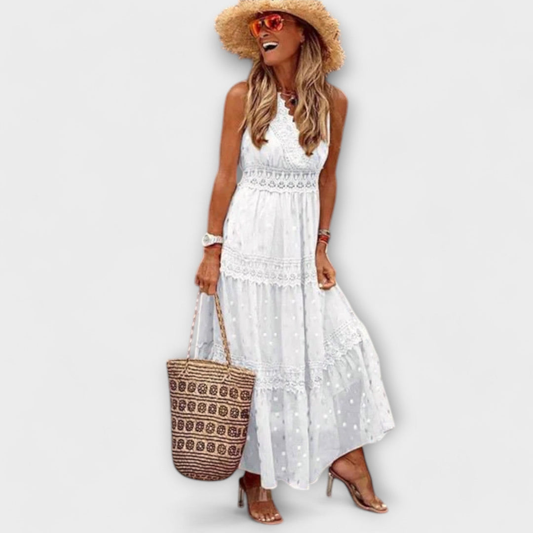 Lola - Sukienka maxi boho z koronką