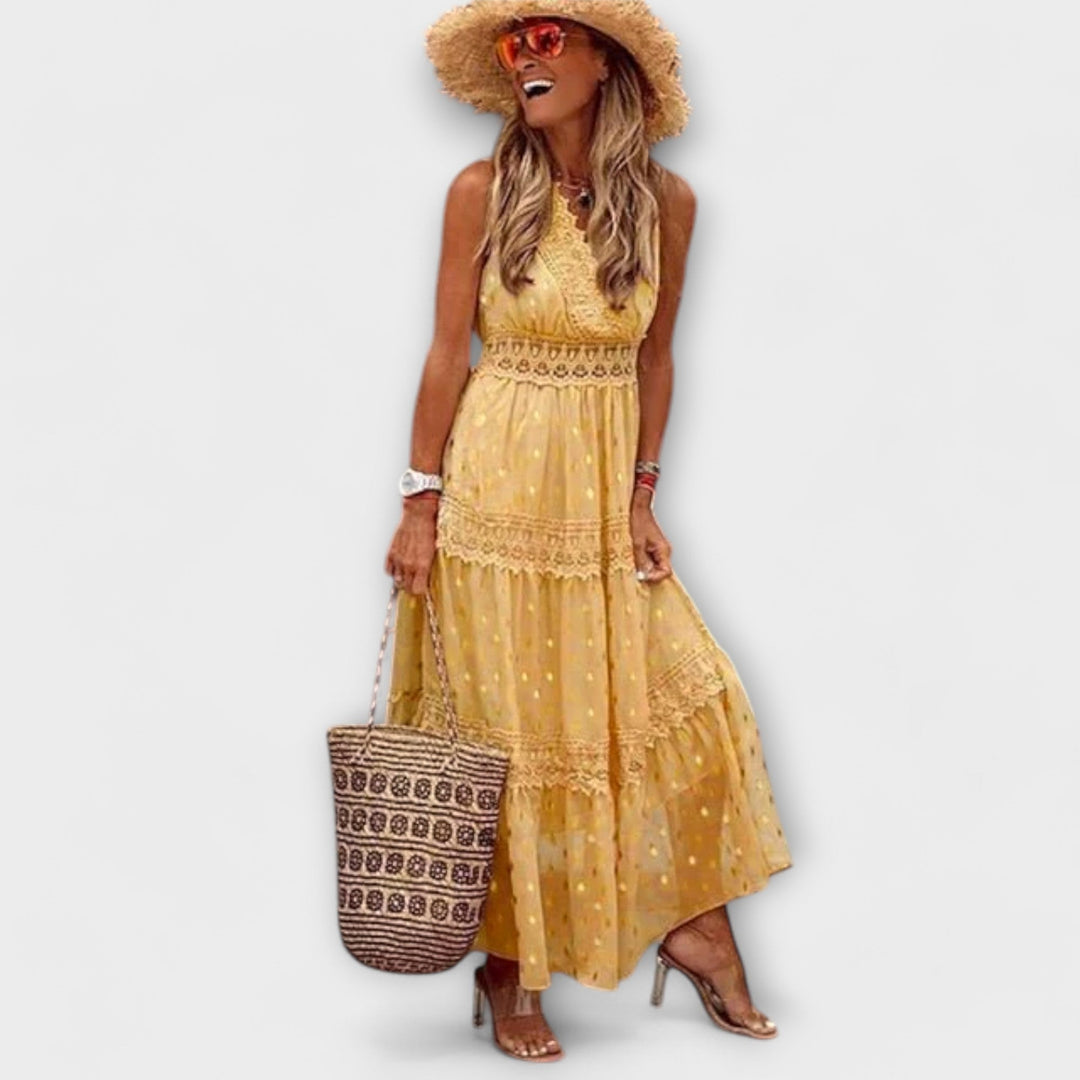 Lola - Sukienka maxi boho z koronką