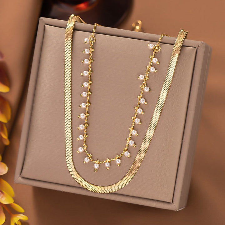 Marizanne | Collier Ras-du-cou Serpent Luxe & Parure de Perles Or 18 carats